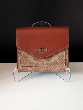 Coach 1941 Collection Small Signature Tri-Fold Wallet with Brass-Tone Hardware